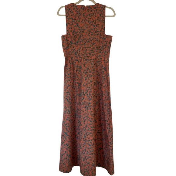 NWT Madewell Orange Floral Sleeveless Stephanie Midi Cotton Dress Size 4 - Picture 6 of 12